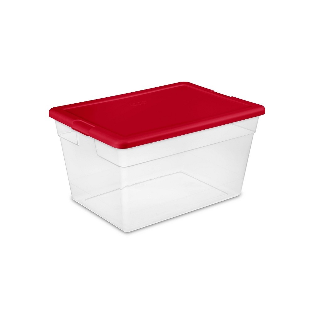 slide 4 of 4, Sterilite Non Latching Bin with Lid Red/Green, 56 qt