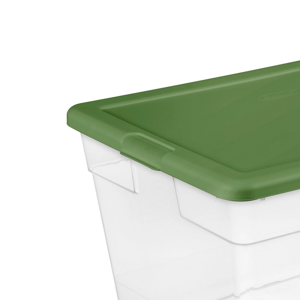 slide 2 of 4, Sterilite Non Latching Bin with Lid Red/Green, 56 qt