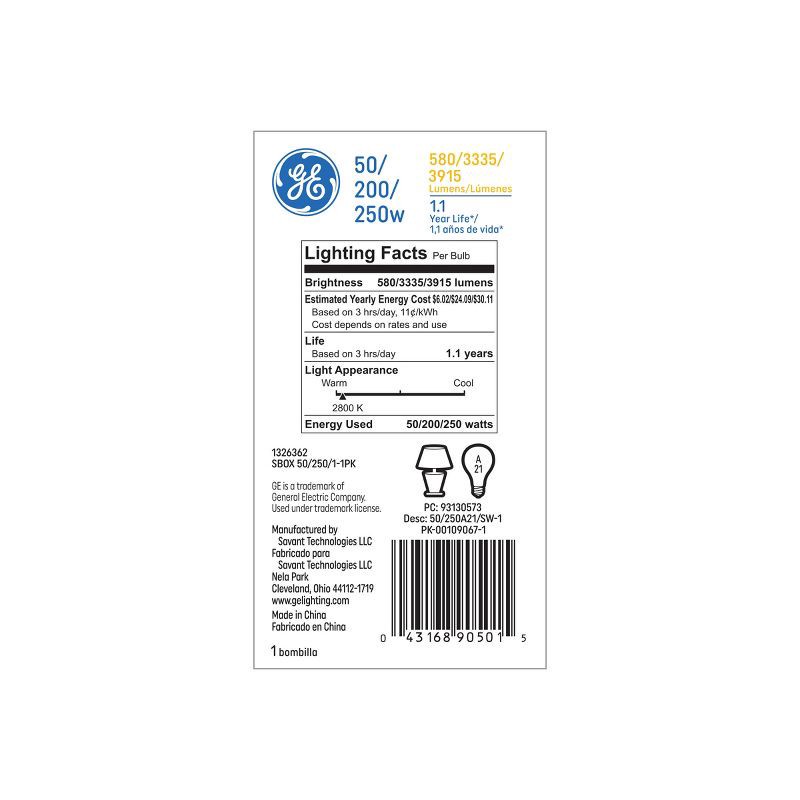 slide 3 of 4, GE Household Lighting GE 3 Way Light Bulb, 1 ct