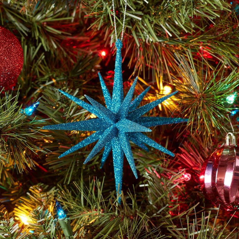 slide 2 of 3, Plastic Spike Starburst Christmas Tree Ornament Turquoise - Wondershop™: Indoor, 1 ct