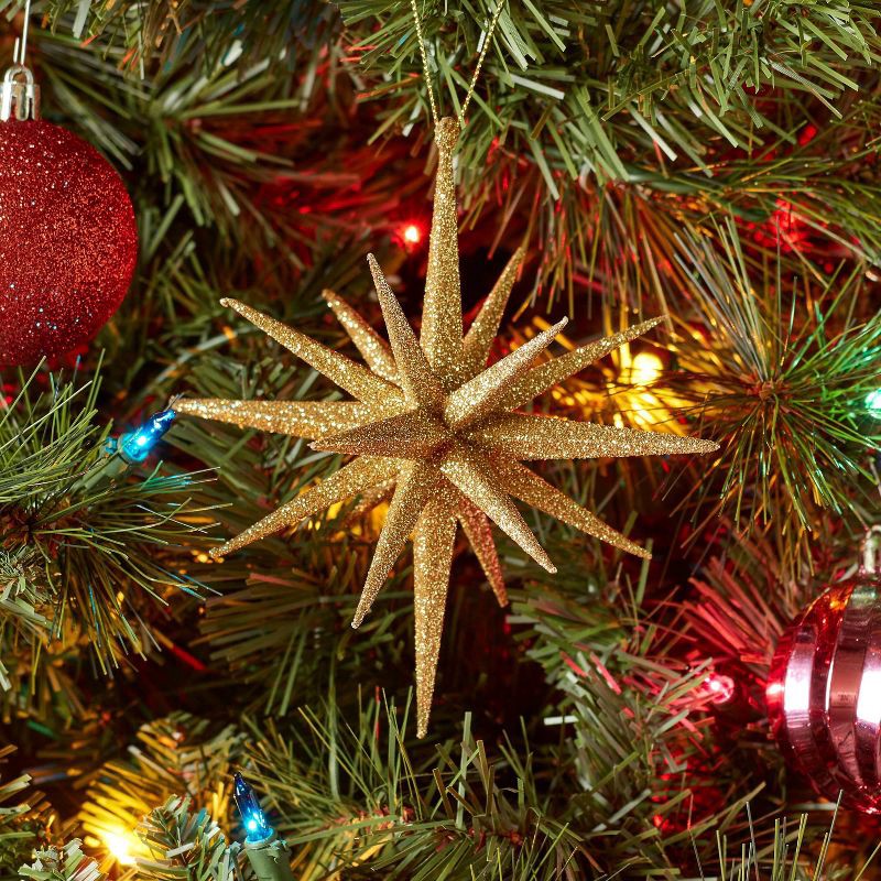 slide 2 of 3, Plastic Spike Starburst Christmas Tree Ornament Gold - Wondershop™: Indoor, 6" Height, Unlit, 1 ct