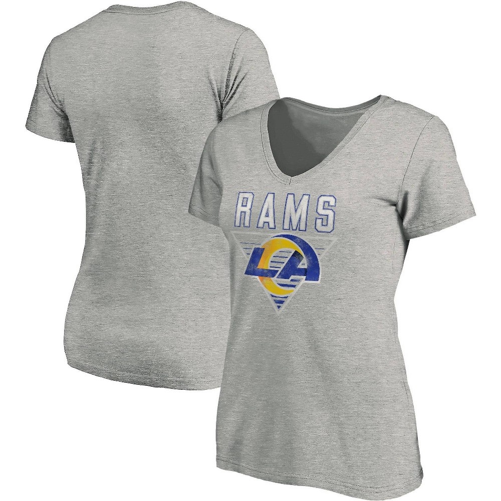 slide 3 of 3, NFL Los Angeles Rams Women&#39;s Heather Short Sleeve V-Neck T-Shirt - XL, 1 ct