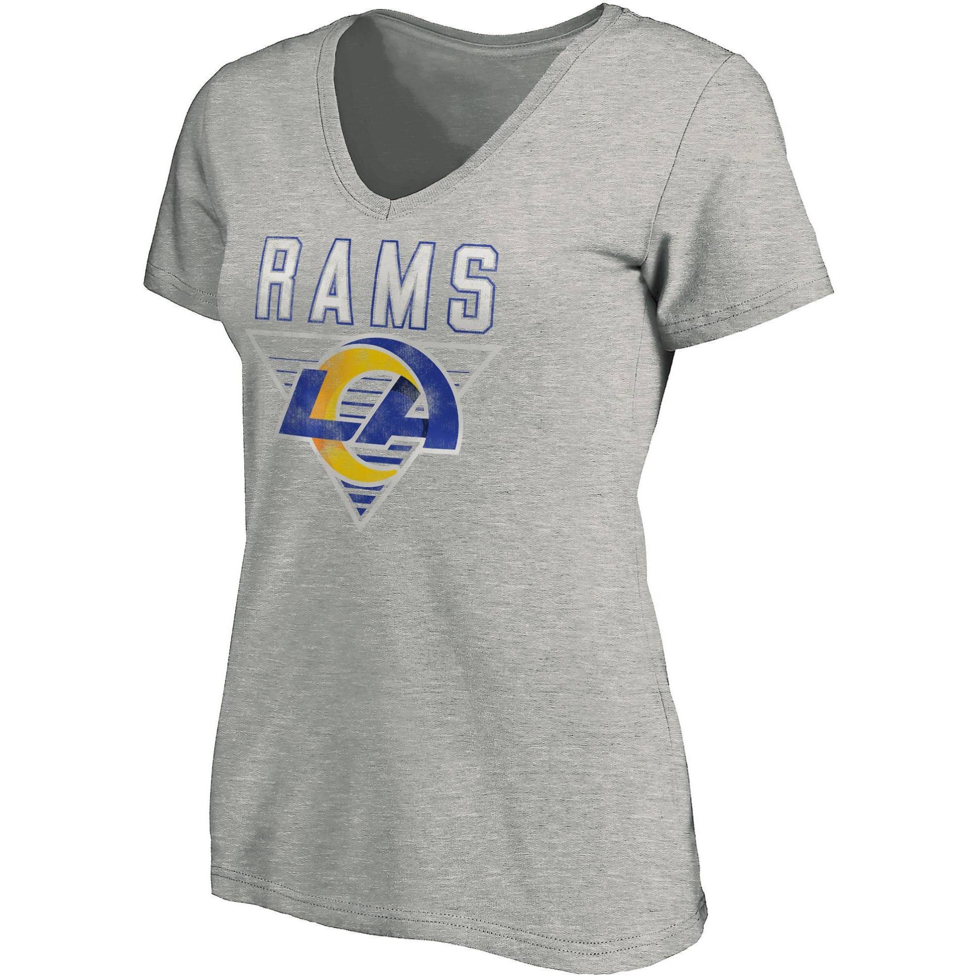 slide 1 of 3, NFL Los Angeles Rams Women&#39;s Heather Short Sleeve V-Neck T-Shirt - XL, 1 ct