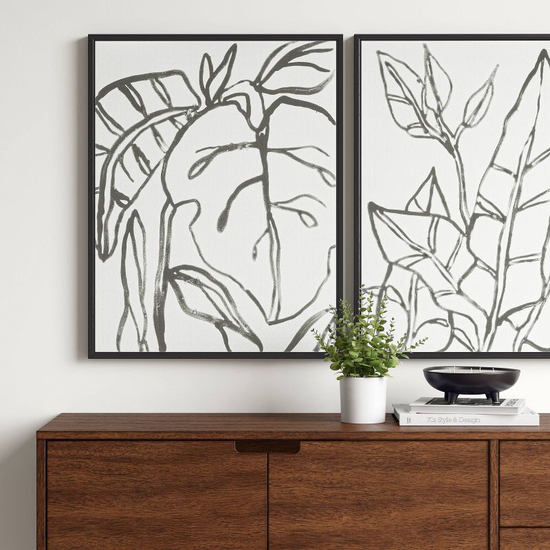 slide 2 of 6, 24" x 30" Botanical Sketch Framed Wall Canvas White/Black - Project 62™: Modern Vertical Digital Art Set, 1 ct