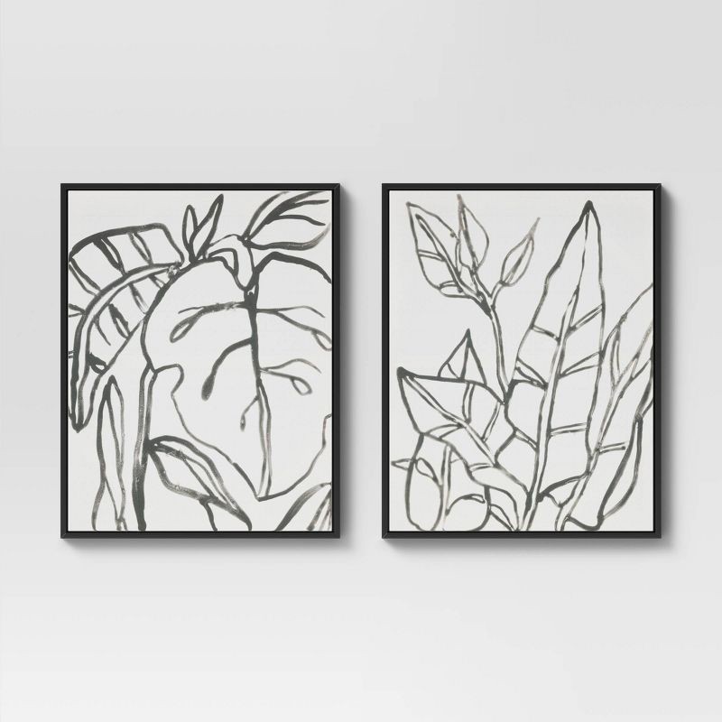 slide 1 of 6, 24" x 30" Botanical Sketch Framed Wall Canvas White/Black - Project 62™, 1 ct