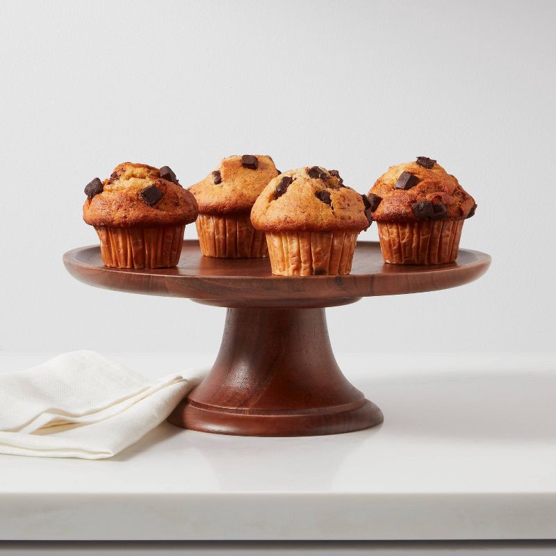 slide 2 of 3, 12" Wood Tall Cake Stand - Threshold™, 1 ct