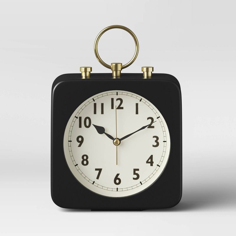 slide 1 of 3, 5" Square Alarm Clock Black - Threshold™, 1 ct