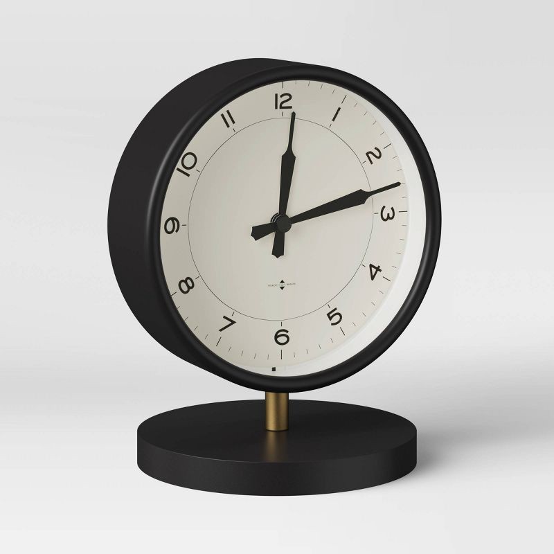 slide 3 of 3, Table Clock Matte Black - Threshold™, 1 ct