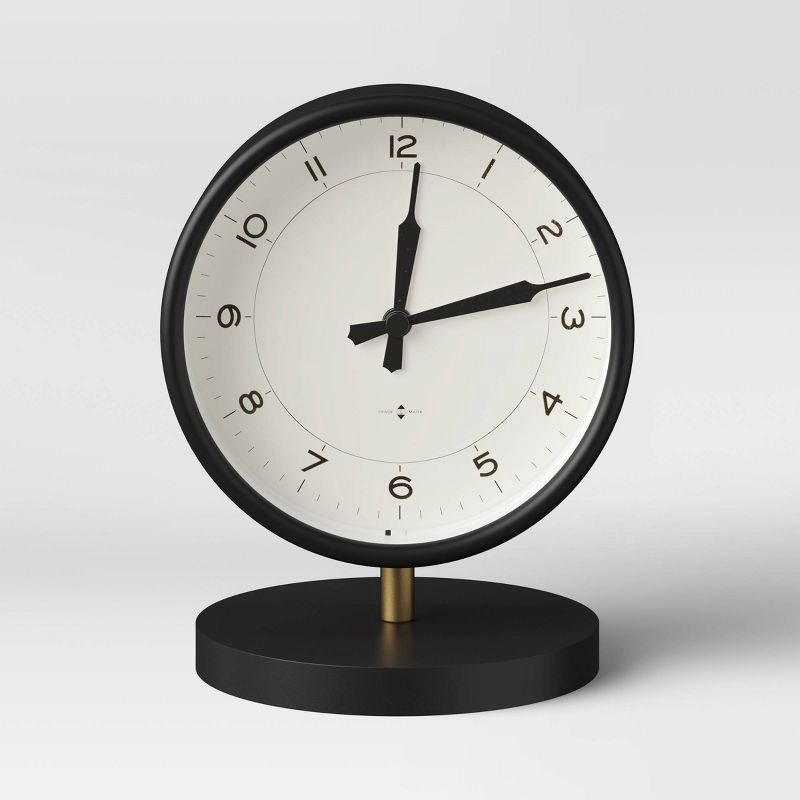 slide 1 of 3, Table Clock Matte Black - Threshold™, 1 ct