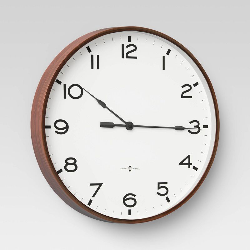 slide 3 of 3, 16" Thin Frame Wall Clock Red/Brown - Threshold™, 1 ct