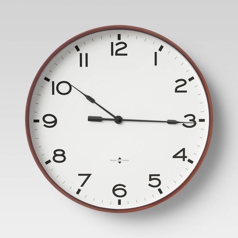 slide 1 of 3, 16" Thin Frame Wall Clock Red/Brown - Threshold™, 1 ct