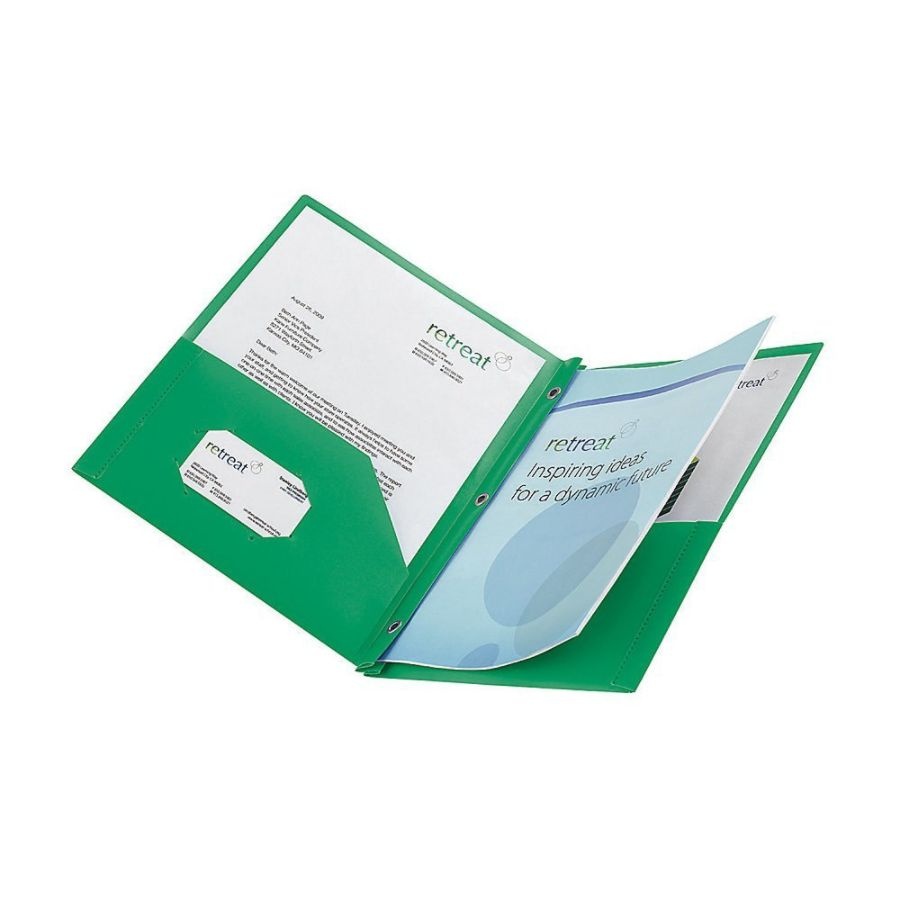slide 4 of 4, Office Depot Brand 2-Pocket Poly Folder With Prongs, Letter Size, Green, 1 ct