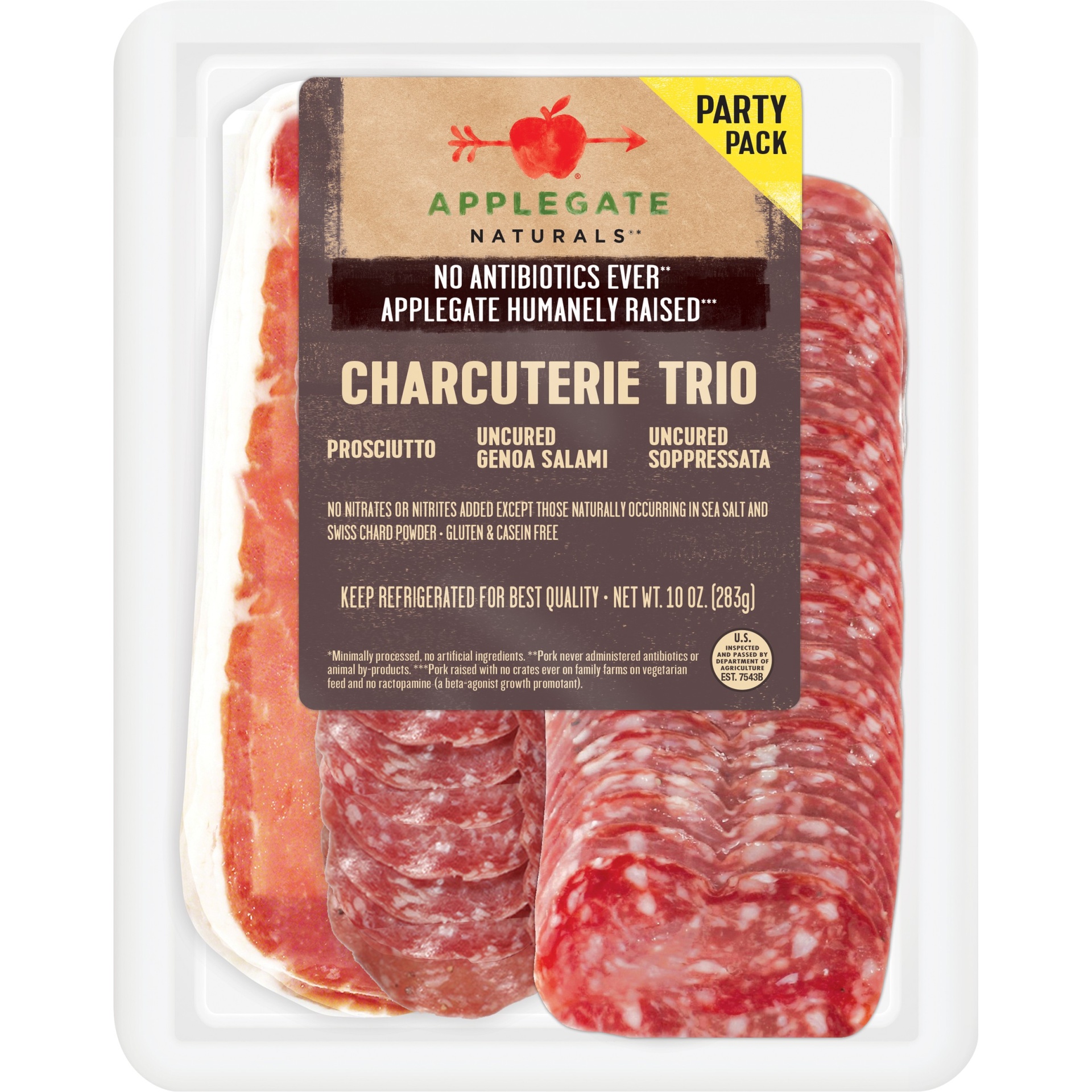 slide 1 of 4, Applegate Farms Applegate Natural Charcuterie Trio with Prosciutto, Uncured Genoa Salami & Uncured Soppressata - 10oz, 10 oz