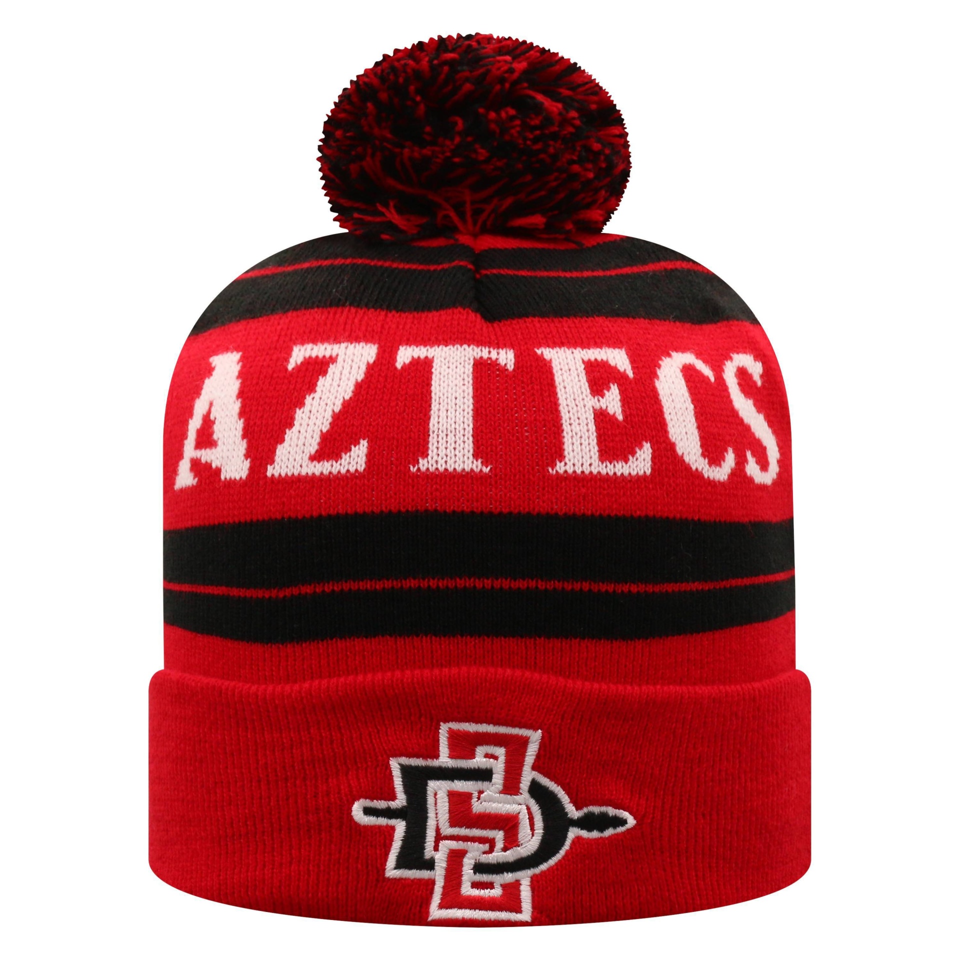 slide 1 of 2, NCAA San Diego State Aztecs Men's Cuffed Knit Beanie with Pom, 1 ct