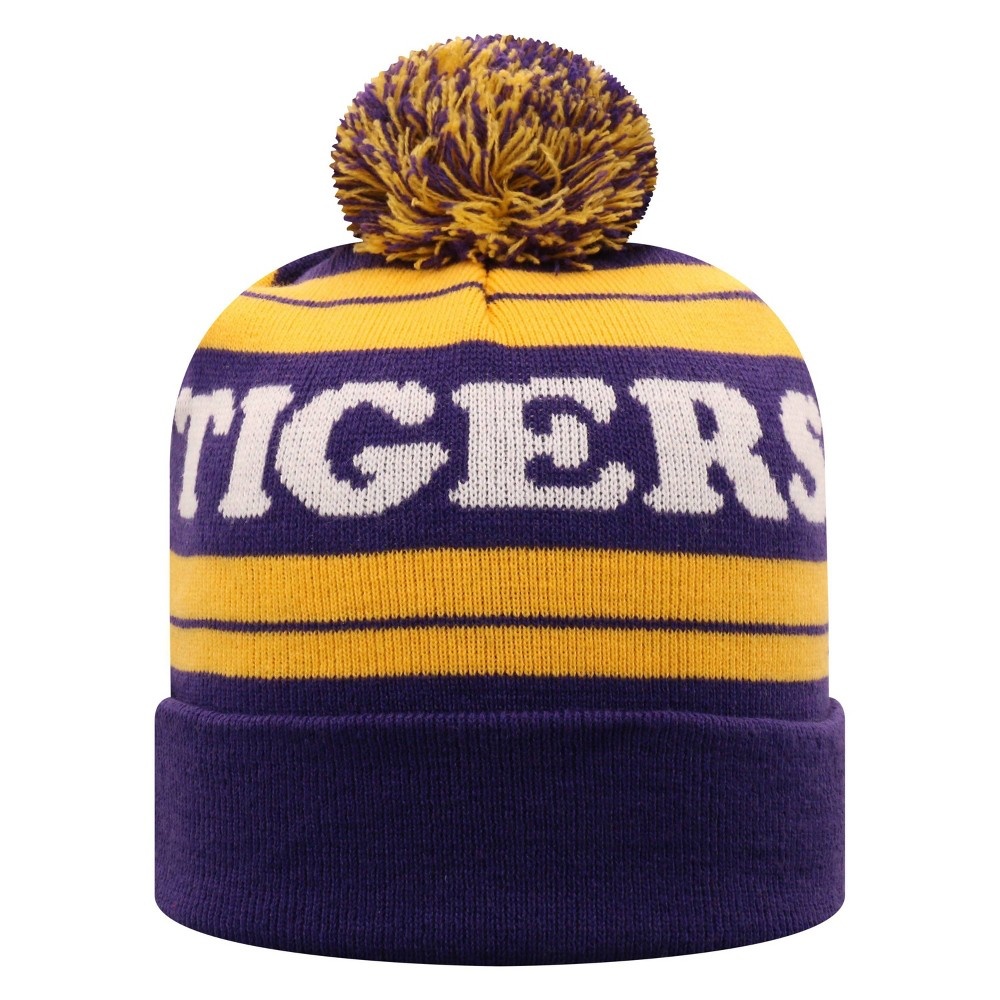 slide 2 of 2, NCAA LSU Tigers Men's Cuffed Knit Beanie with Pom, 1 ct