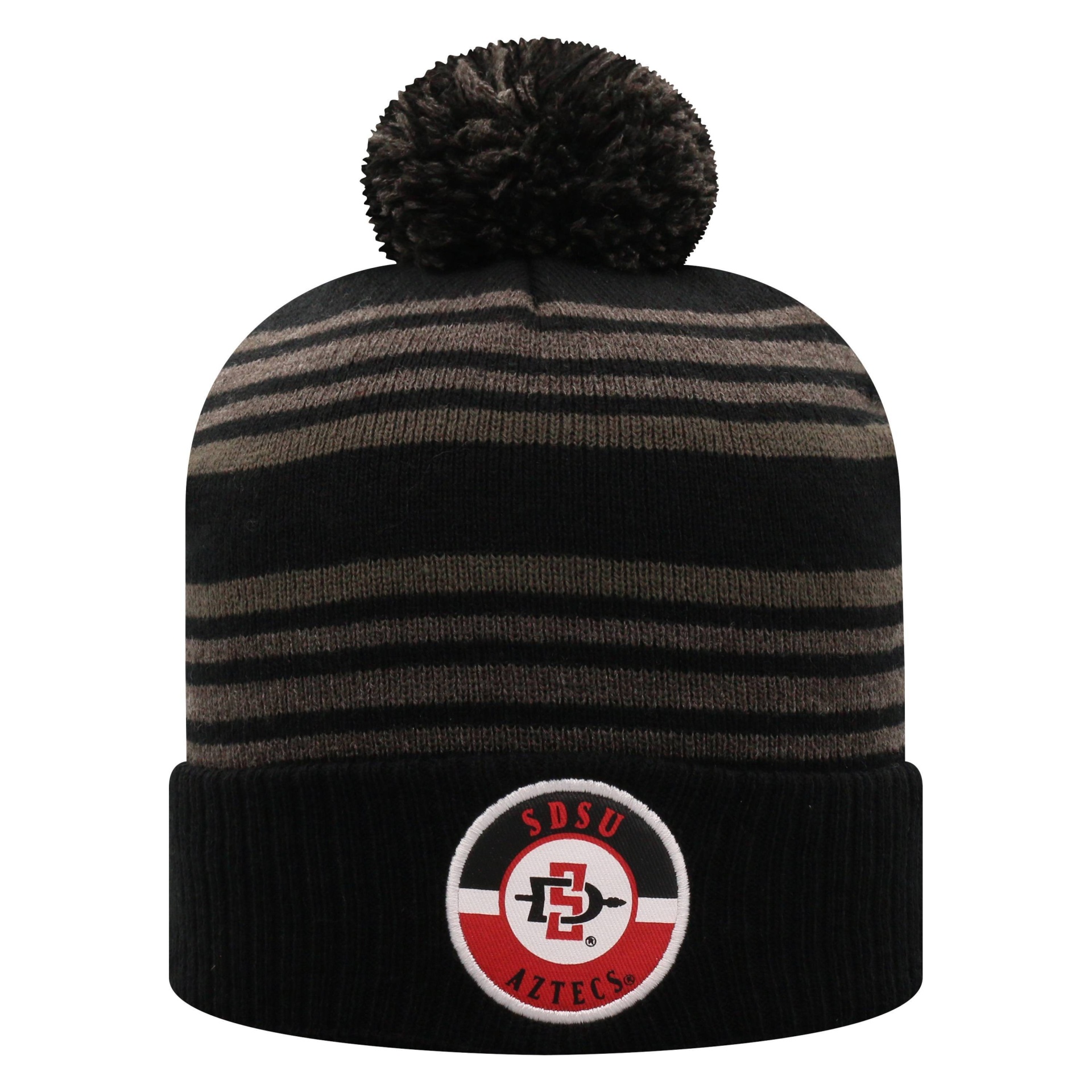 slide 1 of 2, NCAA San Diego State Aztecs Men's Black Cuffed Knit Beanie with Pom, 1 ct