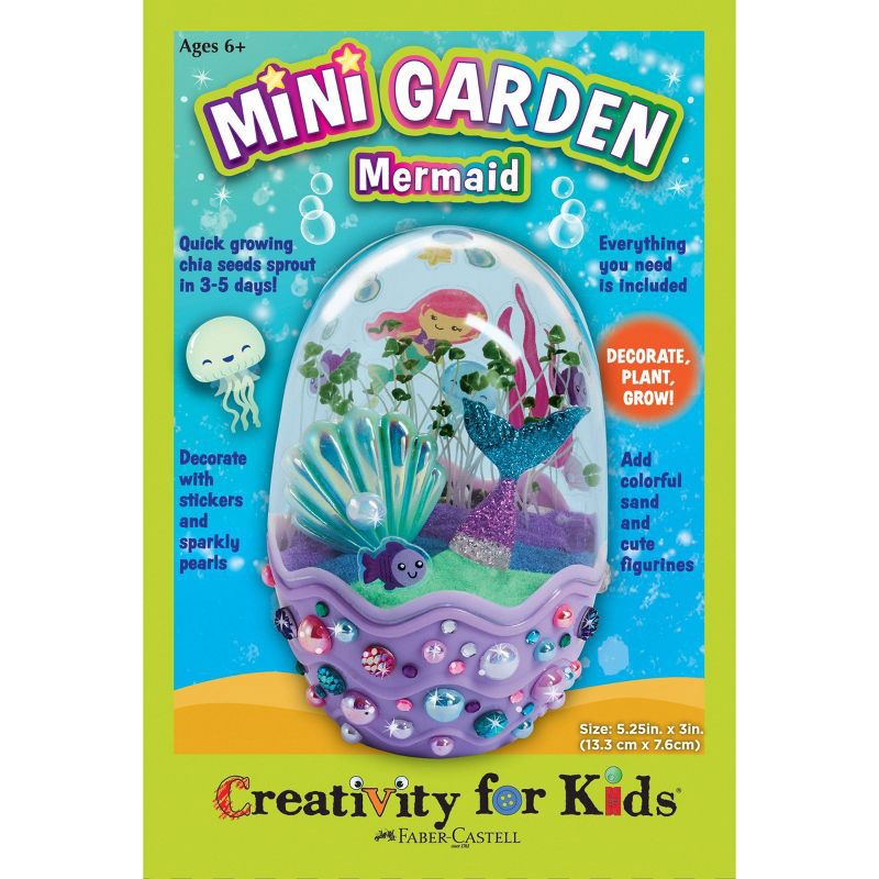 slide 5 of 6, Creativity For Kids Mini Garden Mermaid Craft Kit: Terrarium Art Set with Seeds & Stickers for Kids 6+, 1 ct
