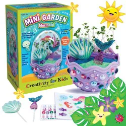 Creativity For Kids Mini Garden Mermaid Craft Kit: Terrarium Art Set with Seeds & Stickers for Kids 6+