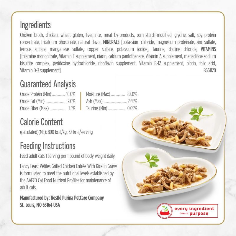 slide 6 of 11, Fancy Feast Petites Grilled Chicken with Wild Rice in Gravy Wet Cat Food - 2.8oz, 2.8 oz