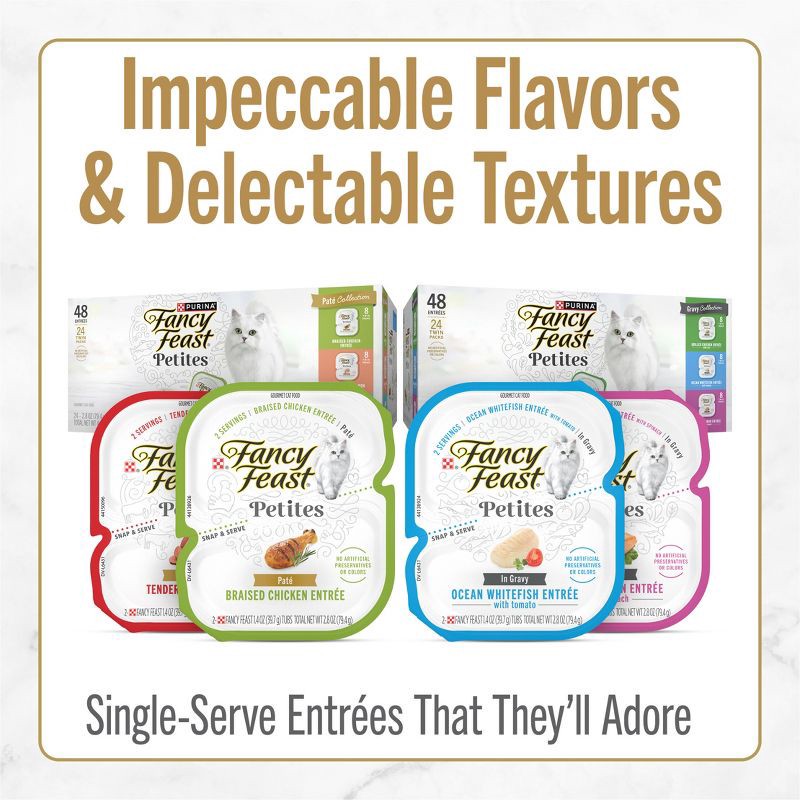 slide 8 of 11, Fancy Feast Petites Ocean White Fish with Tomato Gravy Wet Cat Food - 2.8oz, 2.8 oz