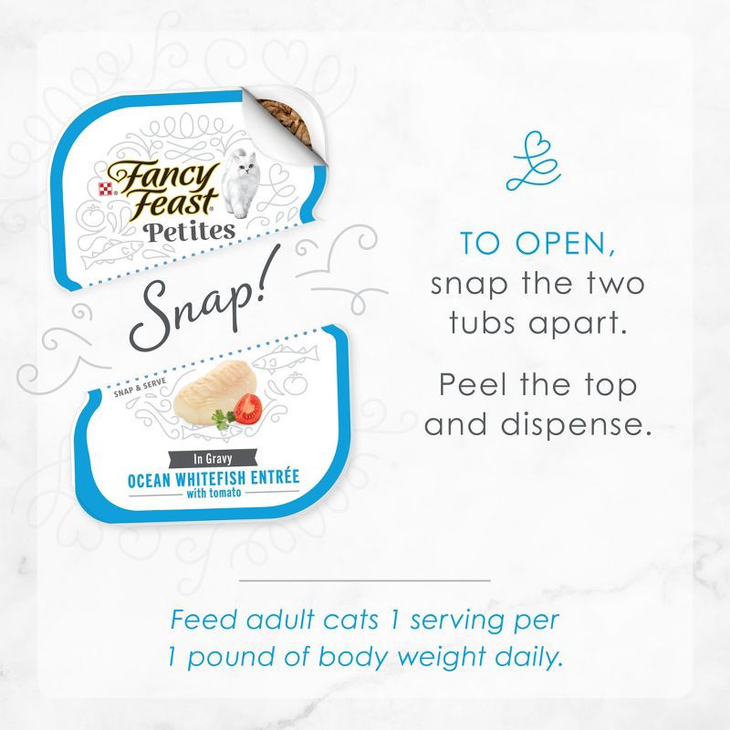 slide 10 of 11, Fancy Feast Petites Ocean White Fish with Tomato Gravy Wet Cat Food - 2.8oz, 2.8 oz
