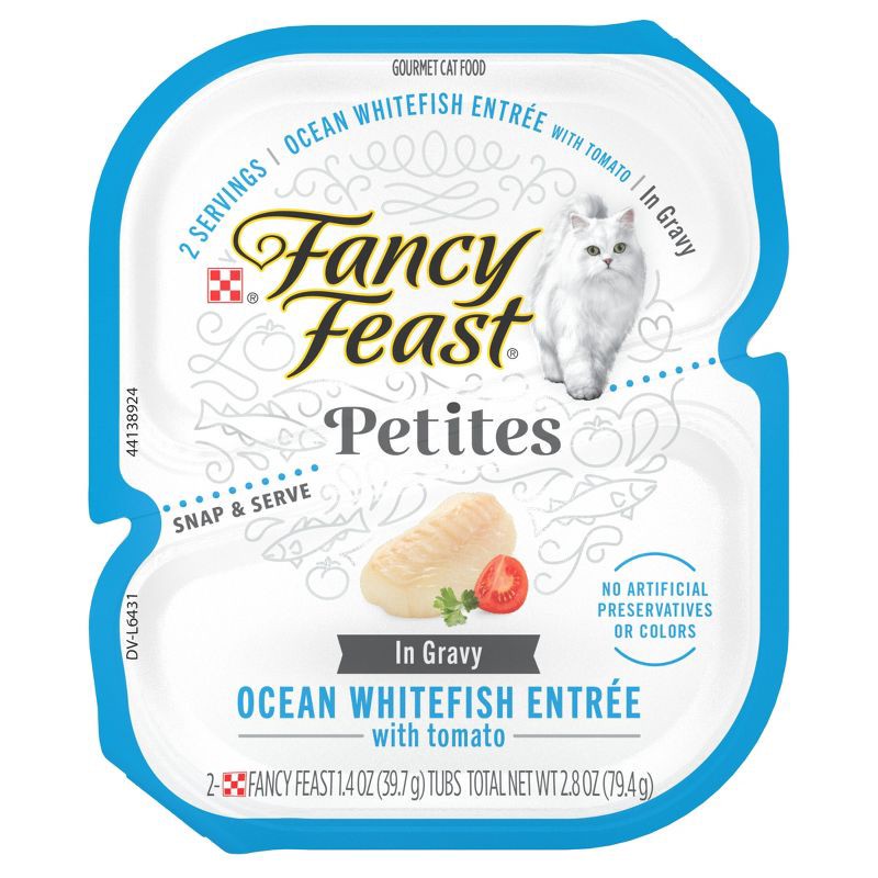 slide 1 of 11, Fancy Feast Petites Ocean White Fish with Tomato Gravy Wet Cat Food - 2.8oz, 2.8 oz