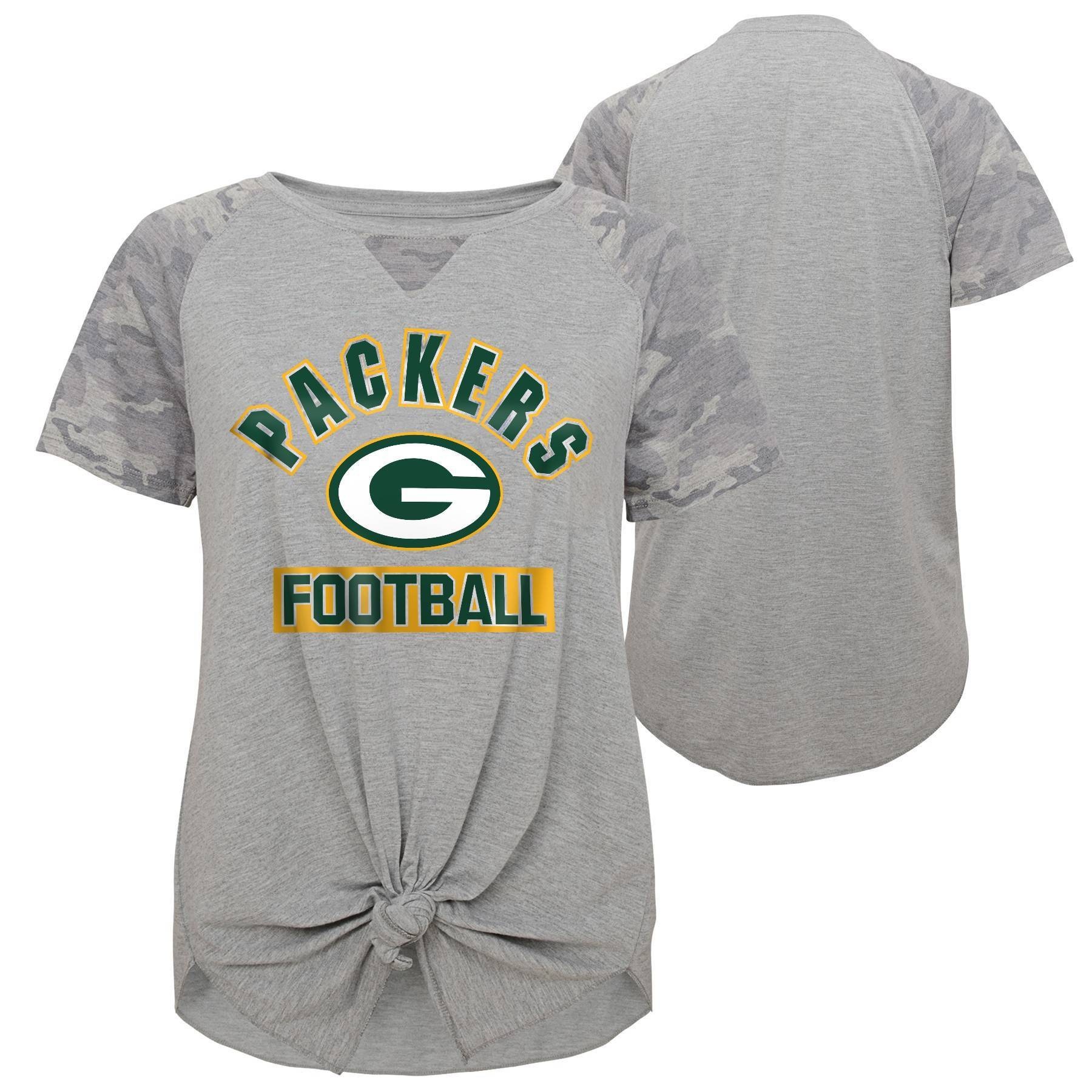 slide 1 of 3, NFL Green Bay Packers Women's Short Sleeve Front Knot T-Shirt - XL, 1 ct