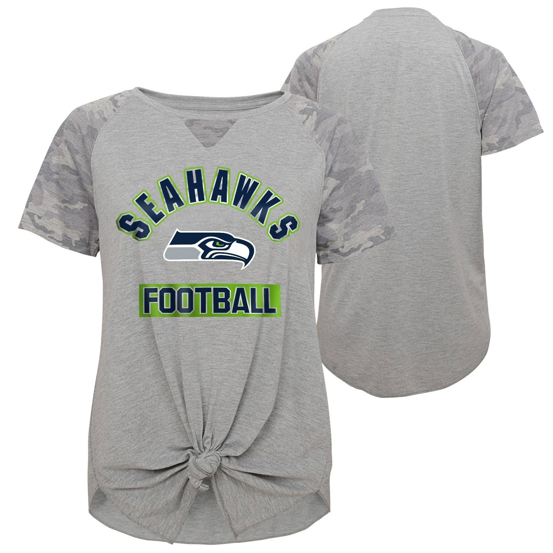 slide 1 of 3, NFL Seattle Seahawks Women's Short Sleeve Front Knot T-Shirt - XL, 1 ct