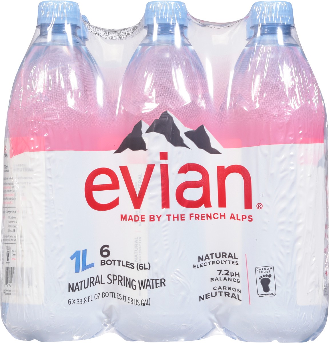slide 6 of 9, Evian Natural Spring Water, 1 L bottles, 6 pack, 6 ct; 1 liter