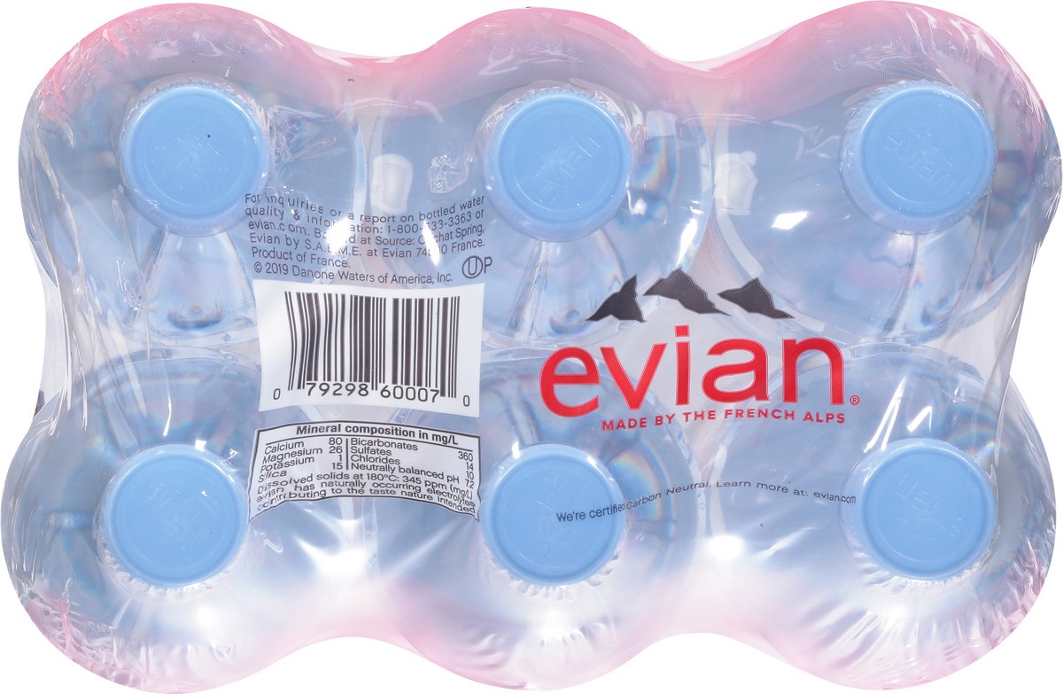 slide 9 of 9, Evian Natural Spring Water, 1 L bottles, 6 pack, 6 ct; 1 liter