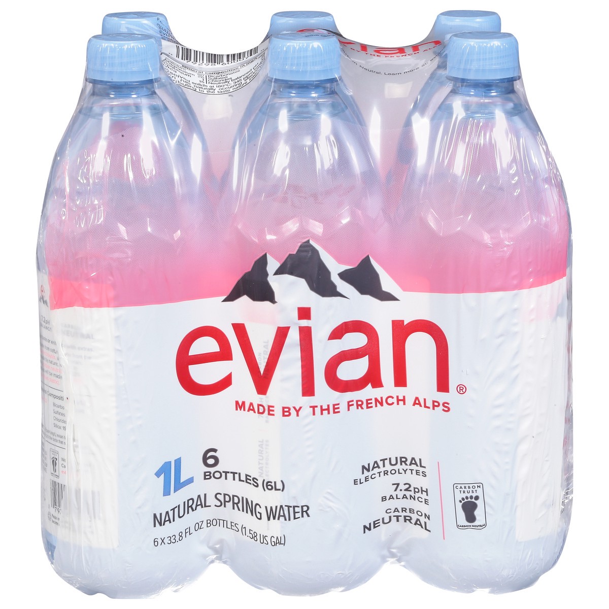 slide 1 of 9, Evian Natural Spring Water, 1 L bottles, 6 pack, 6 ct; 1 liter