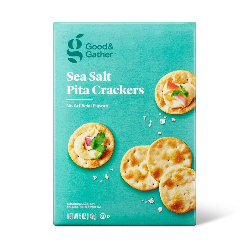 slide 1 of 4, Sea Salt Pita Crackers - 5oz - Good & Gather™, 5 oz