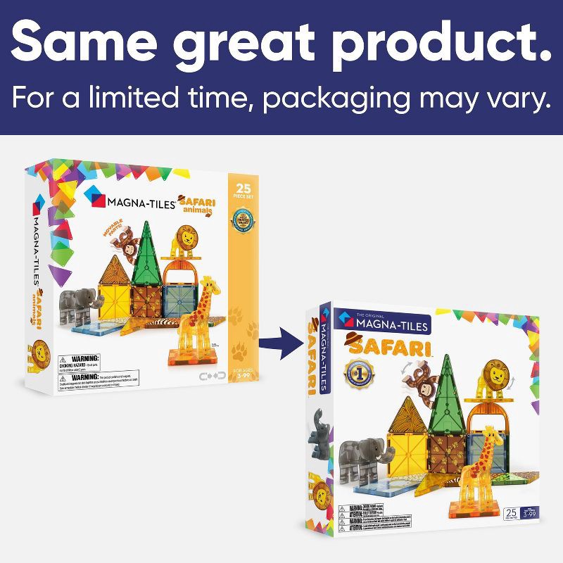 slide 7 of 7, MAGNA-TILES Safari Animals: Magnetic Building Set with 25 Pieces for Creative Thinking and Fine Motor Skills, 25 ct