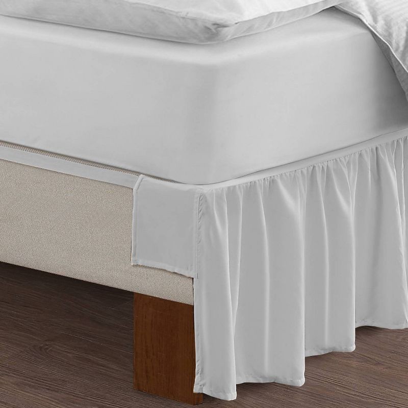 slide 2 of 8, Queen Ruffled Bed Skirt White - Magic Skirt: Polyester, Machine Washable, Plain Weave, All Ages, 15" Drop, 1 ct