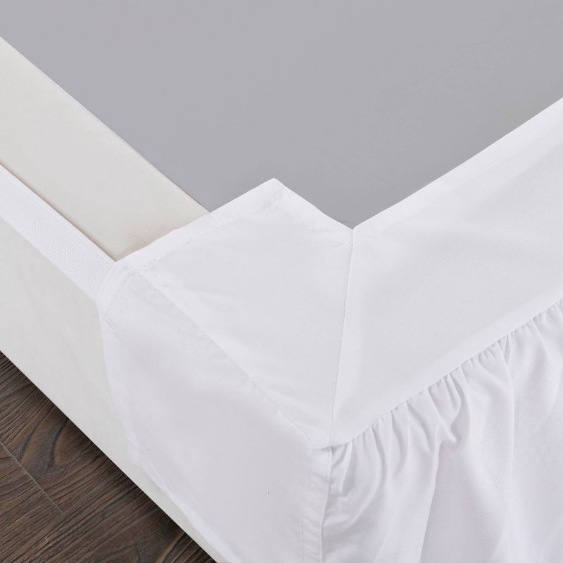 slide 4 of 8, Queen Ruffled Bed Skirt White - Magic Skirt: Polyester, Machine Washable, Plain Weave, All Ages, 15" Drop, 1 ct
