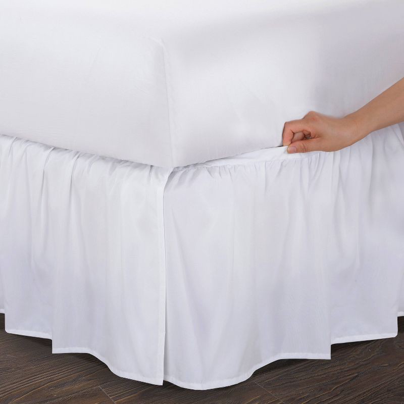 slide 5 of 8, Queen Ruffled Bed Skirt White - Magic Skirt: Polyester, Machine Washable, Plain Weave, All Ages, 15" Drop, 1 ct