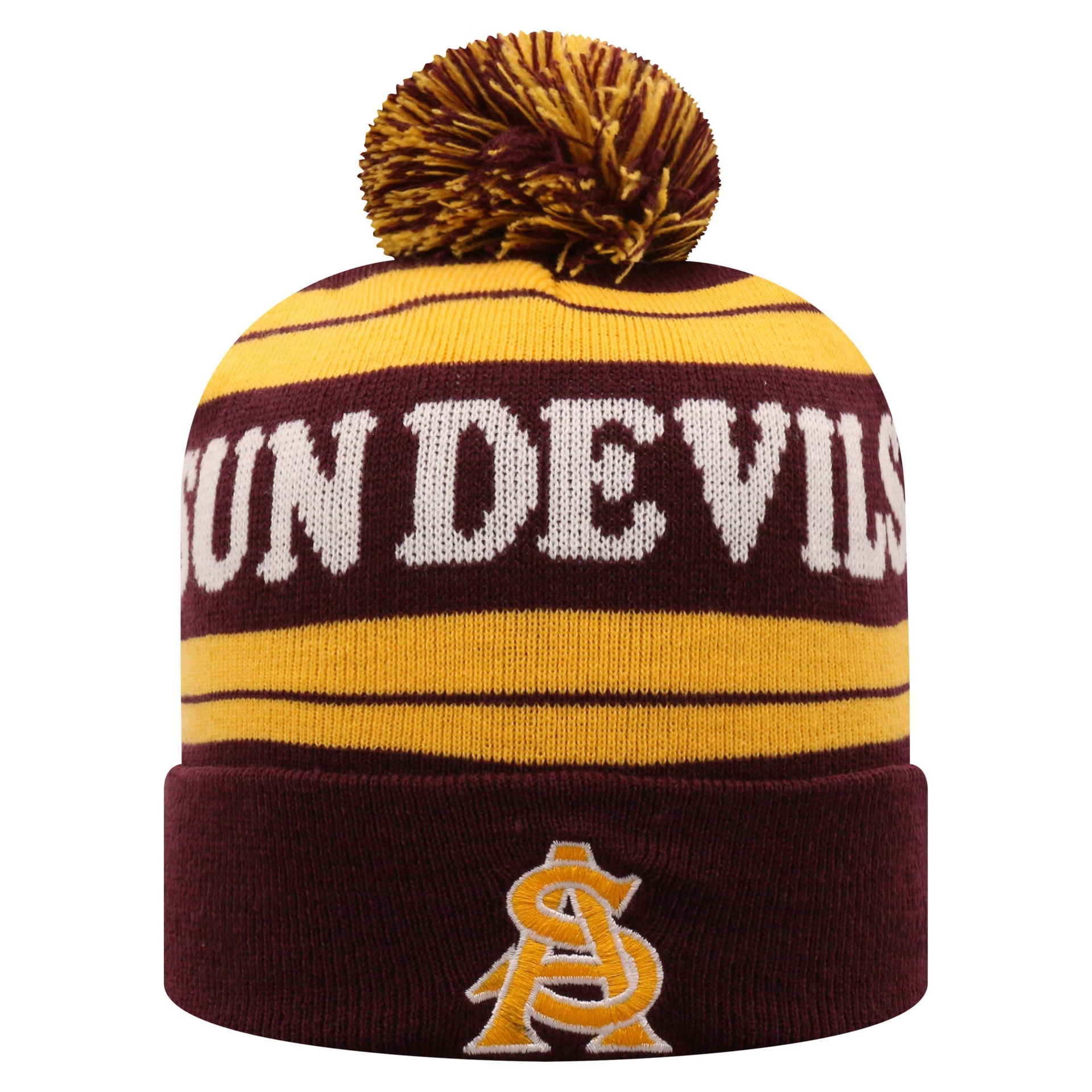 slide 1 of 2, NCAA Arizona State Sun Devils Men's Cuffed Knit Beanie with Pom, 1 ct