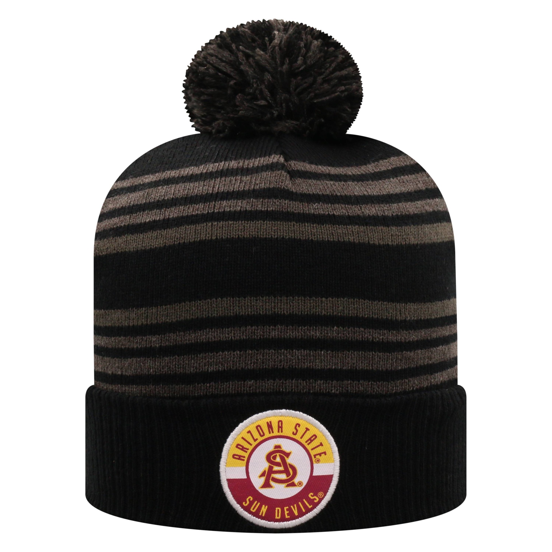 slide 1 of 2, NCAA Arizona State Sun Devils Men's Black Cuffed Knit Beanie with Pom, 1 ct