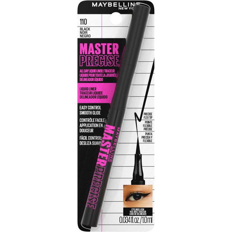 slide 10 of 11, Maybelline Eyestudio Master Precise All Day Liquid Waterproof Eyeliner Makeup - 310 Matte Black - 0.034 fl oz, 0.034 fl oz