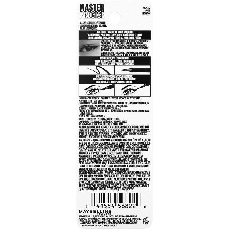 slide 11 of 11, Maybelline Eyestudio Master Precise All Day Liquid Waterproof Eyeliner Makeup - 310 Matte Black - 0.034 fl oz, 0.034 fl oz