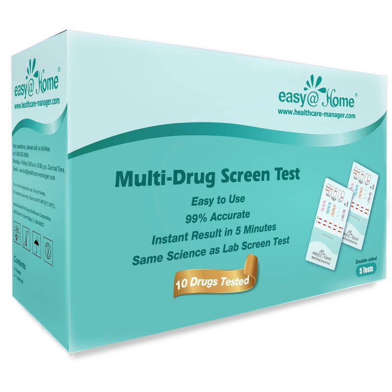 slide 2 of 3, easy@Home 10 Panel Instant Drug Test Kit – 5pk, 5 ct