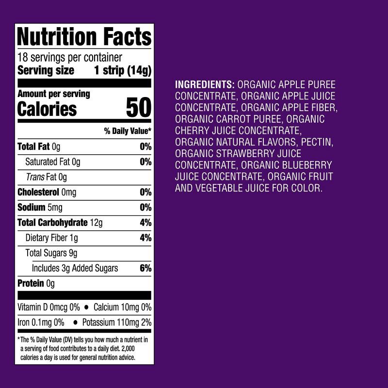 slide 5 of 5, Organic Fruit and Vegetable Cherry Berry Strip - 9oz/18ct - Good & Gather™, 18 ct; 9 oz