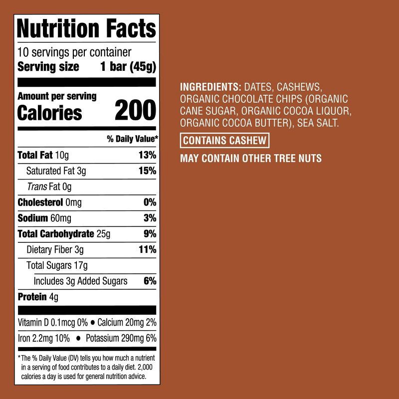 slide 5 of 5, Date and nut Bars Chocolate Chip Cookie Dough - 16oz/10ct - Good & Gather™, 10 ct; 16 oz