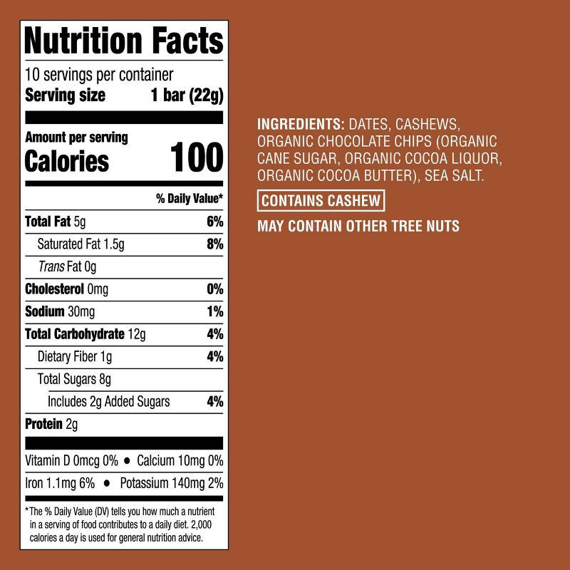 slide 5 of 5, Date and nut Bars Mini Chocolate Chip Cookie Dough - 7.8oz/10ct - Good & Gather™, 10 ct; 7.8 oz