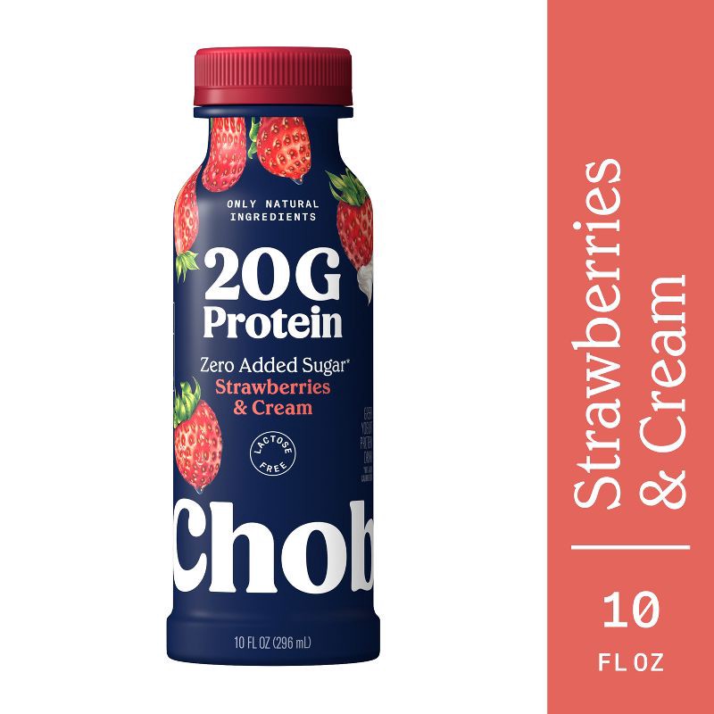 slide 2 of 5, Chobani 20g Protein Strawberries and Cream Yogurt Drink - 20g Protein 10 fl oz, 20 gram, 20 gram, 10 fl oz