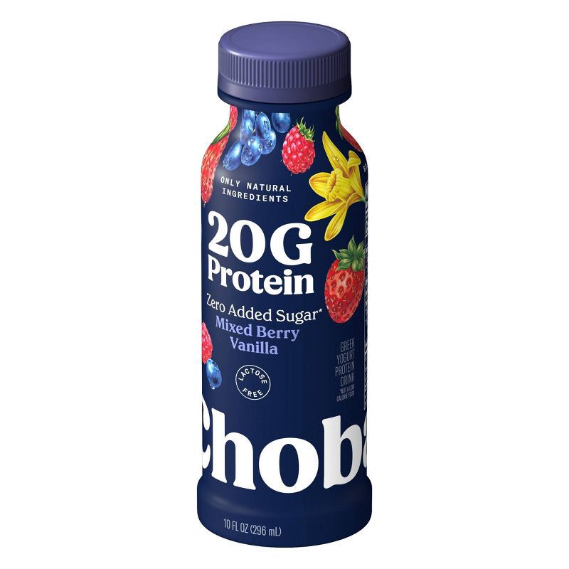 slide 3 of 7, Chobani 20g Protein Mixed Berry Vanilla Yogurt Drink - 20g Protein 10 fl oz, 20 gram, 20 gram, 10 fl oz