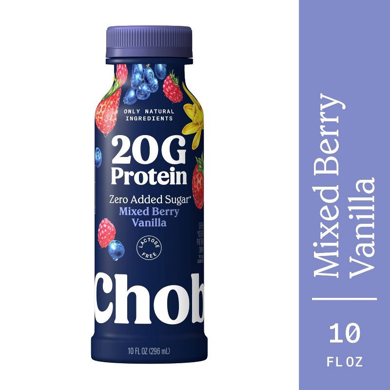 slide 5 of 7, Chobani 20g Protein Mixed Berry Vanilla Yogurt Drink - 20g Protein 10 fl oz, 20 gram, 20 gram, 10 fl oz