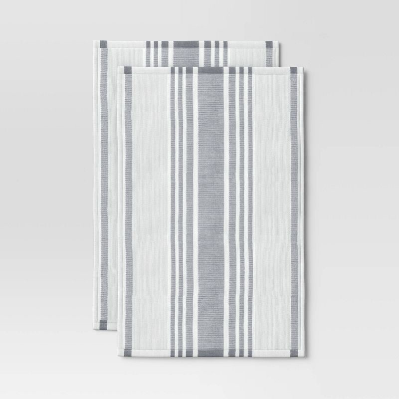 slide 3 of 3, 2pk Cotton Striped Terry Kitchen Towels Gray - Threshold™, 2 ct