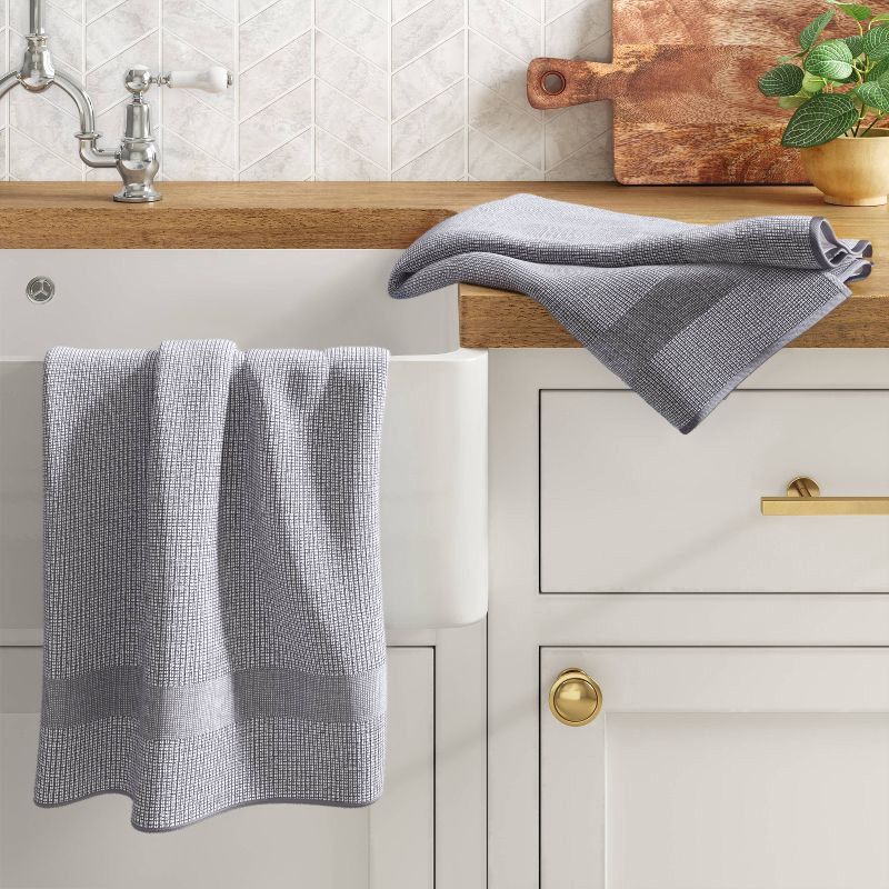 slide 2 of 3, 2pk Cotton Waffle Terry Kitchen Towels Gray - Threshold™, 2 ct