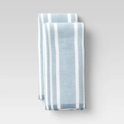 2pk Cotton Striped Terry Kitchen Towels Blue - Threshold